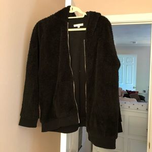 Black Fuzzy Cat Ear Hooded Sweatshirt